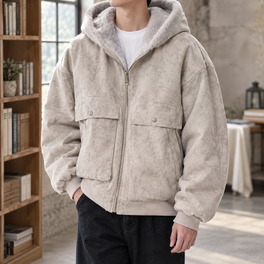 Egan | Men's Gray Sherpa Lined Hooded Utility Winter Jacket