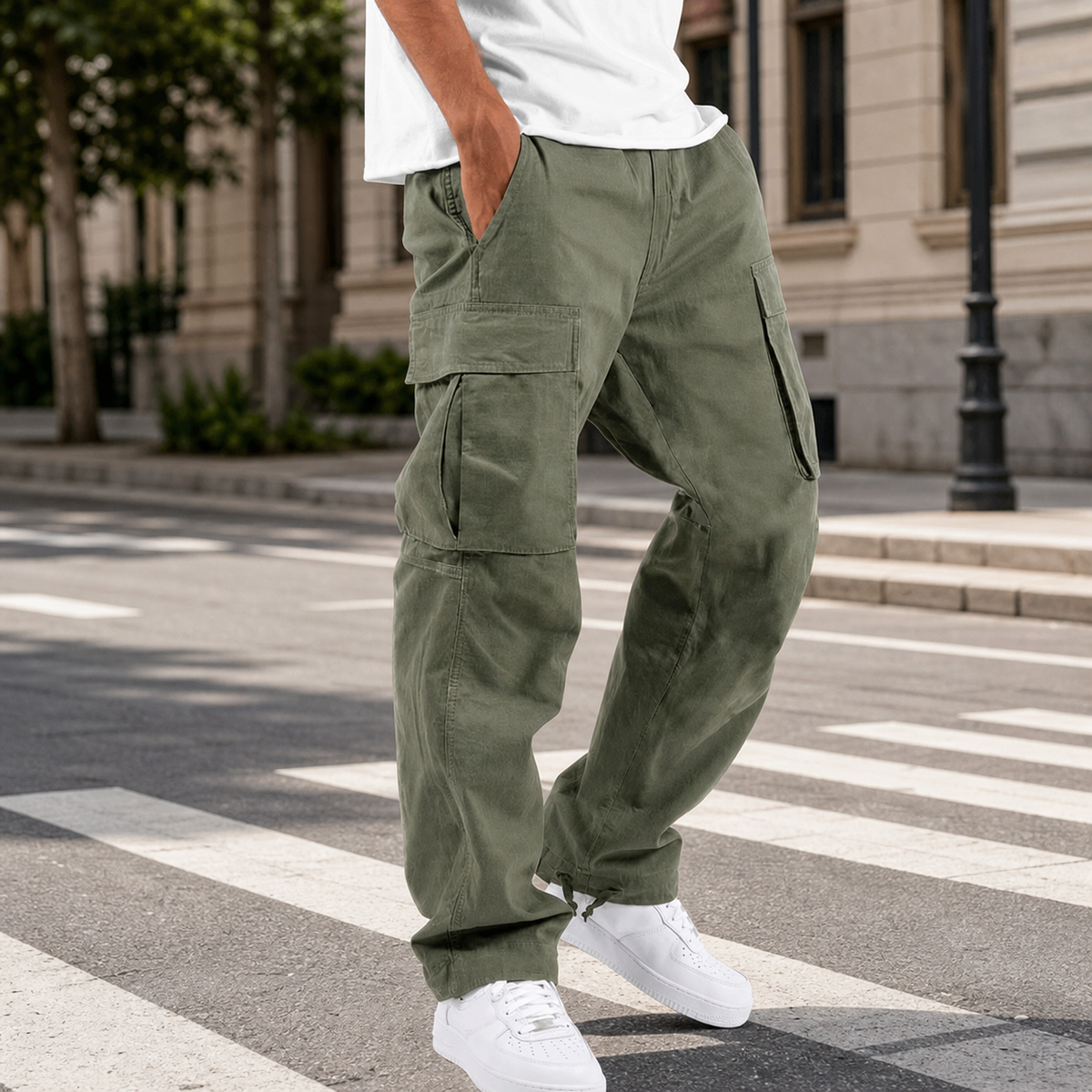 Boone | Men's Relaxed Baggy Drawstring Hem Cargo Pants