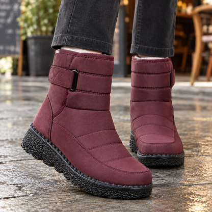 Greta | Women's Quilted Ankle Strap Wedge Waterproof Snow Boot