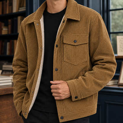 Edmund | Men's Casual Sherpa Lined Corduroy Winter Trucker Jacket