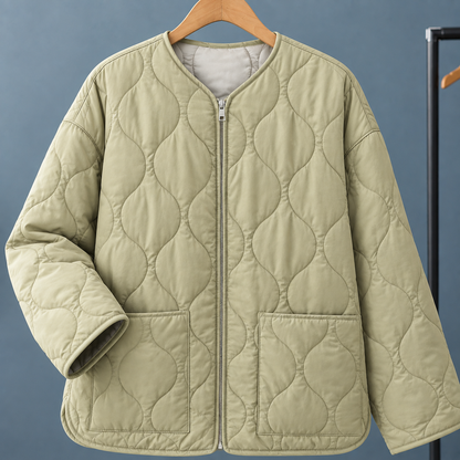 Blythe | Women's Collarless Oversized Patch Pocket Quilted Jacket
