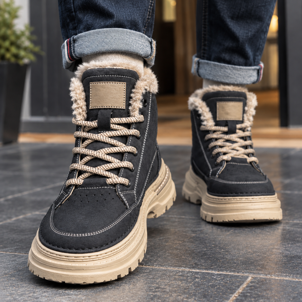 Heather | Women's Fleece-Lined Lace-Up Lug Sole Winter Sneaker Ankle Boot