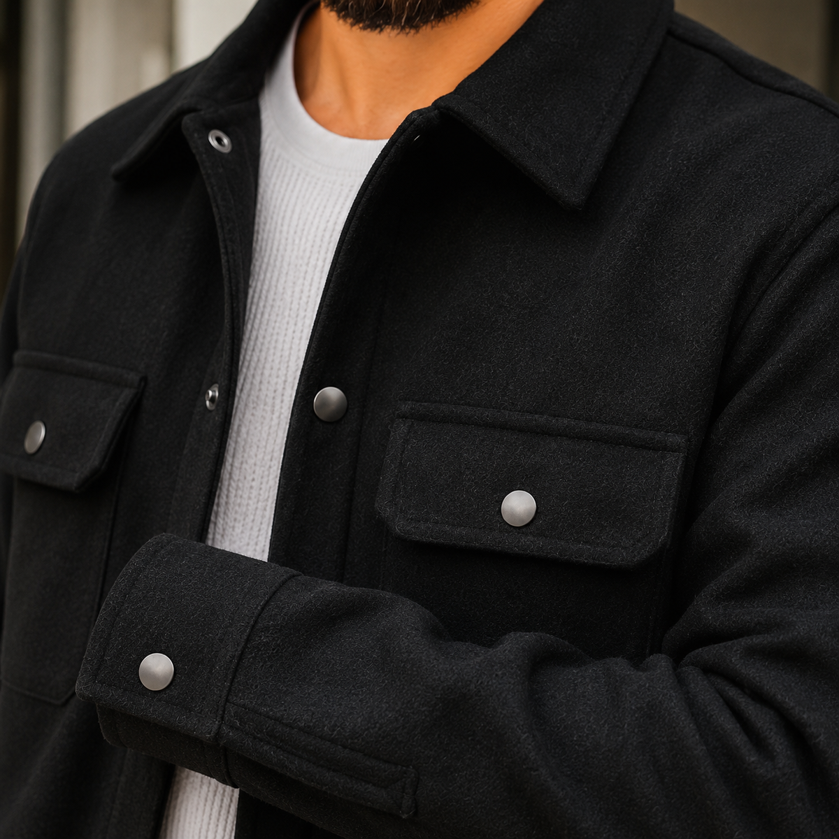 Cooper | Men's Casual Brushed Snap Front Shirt Jacket