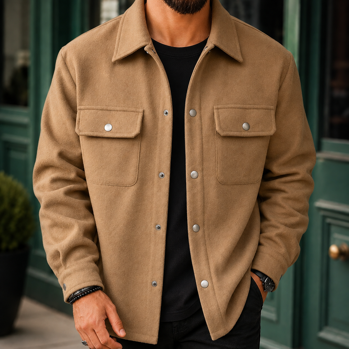 Cooper | Men's Casual Brushed Snap Front Shirt Jacket