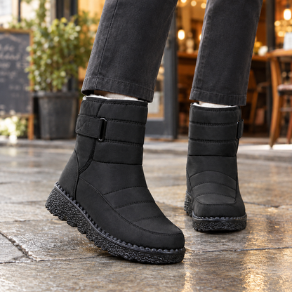 Greta | Women's Quilted Ankle Strap Wedge Waterproof Snow Boot
