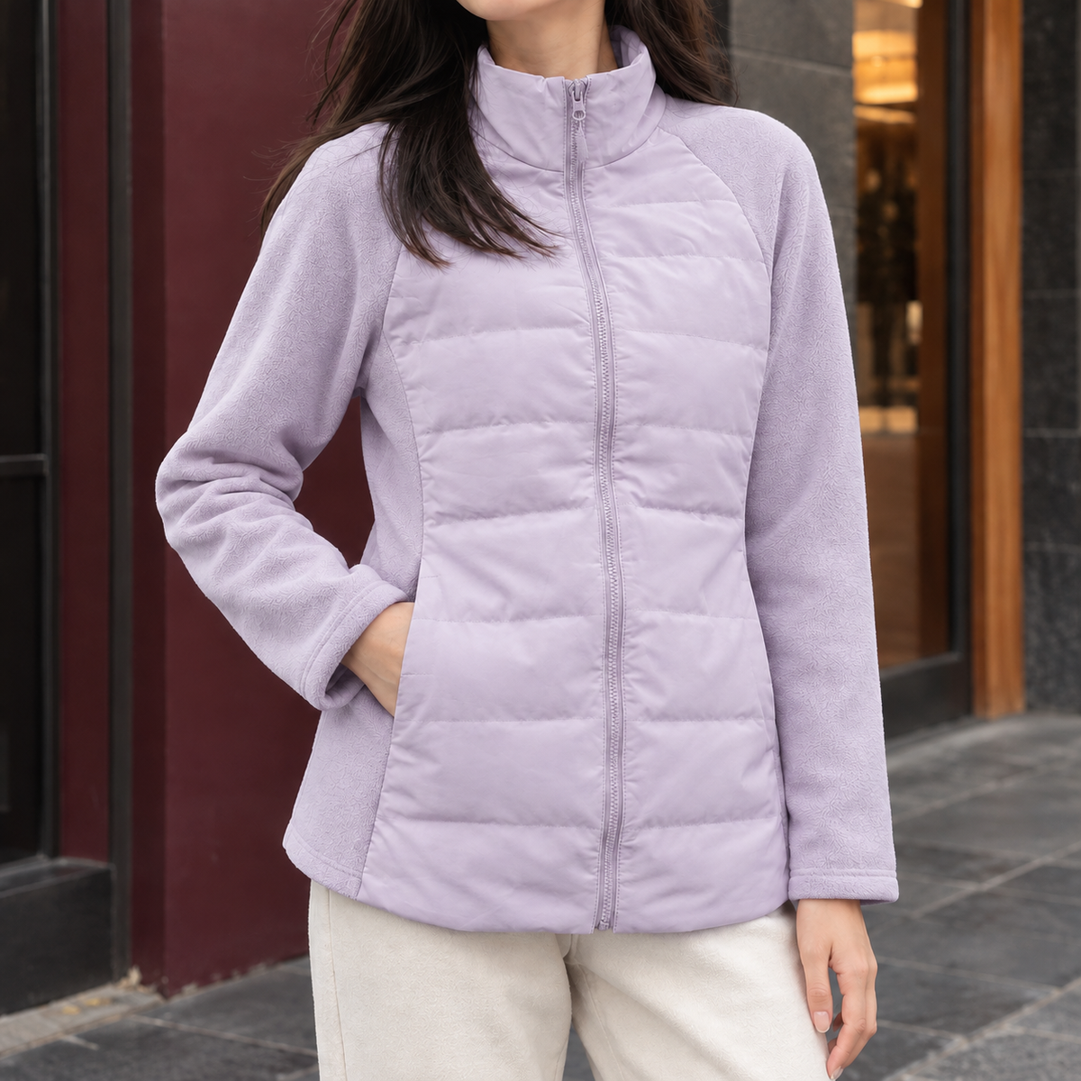 Dora | Women's Lightweight Puffer Hybrid Stand Collar Quilted Jacket