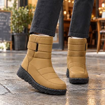 Greta | Women's Quilted Ankle Strap Wedge Waterproof Snow Boot