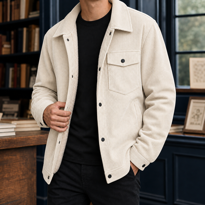 Edmund | Men's Casual Sherpa Lined Corduroy Winter Trucker Jacket