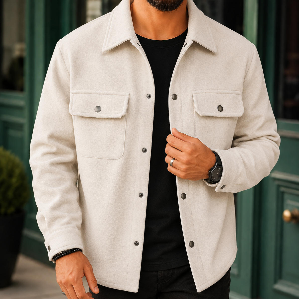 Cooper | Men's Casual Brushed Snap Front Shirt Jacket