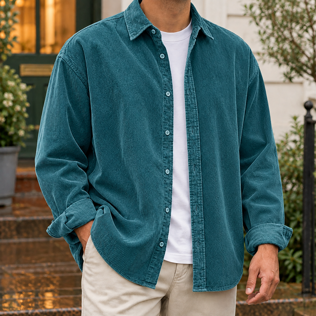 Bruno | Men's Relaxed Fit Long Sleeve Corduroy Button-Up Overshirt