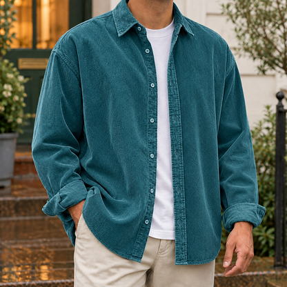 Bruno | Men's Relaxed Fit Long Sleeve Corduroy Button-Up Overshirt