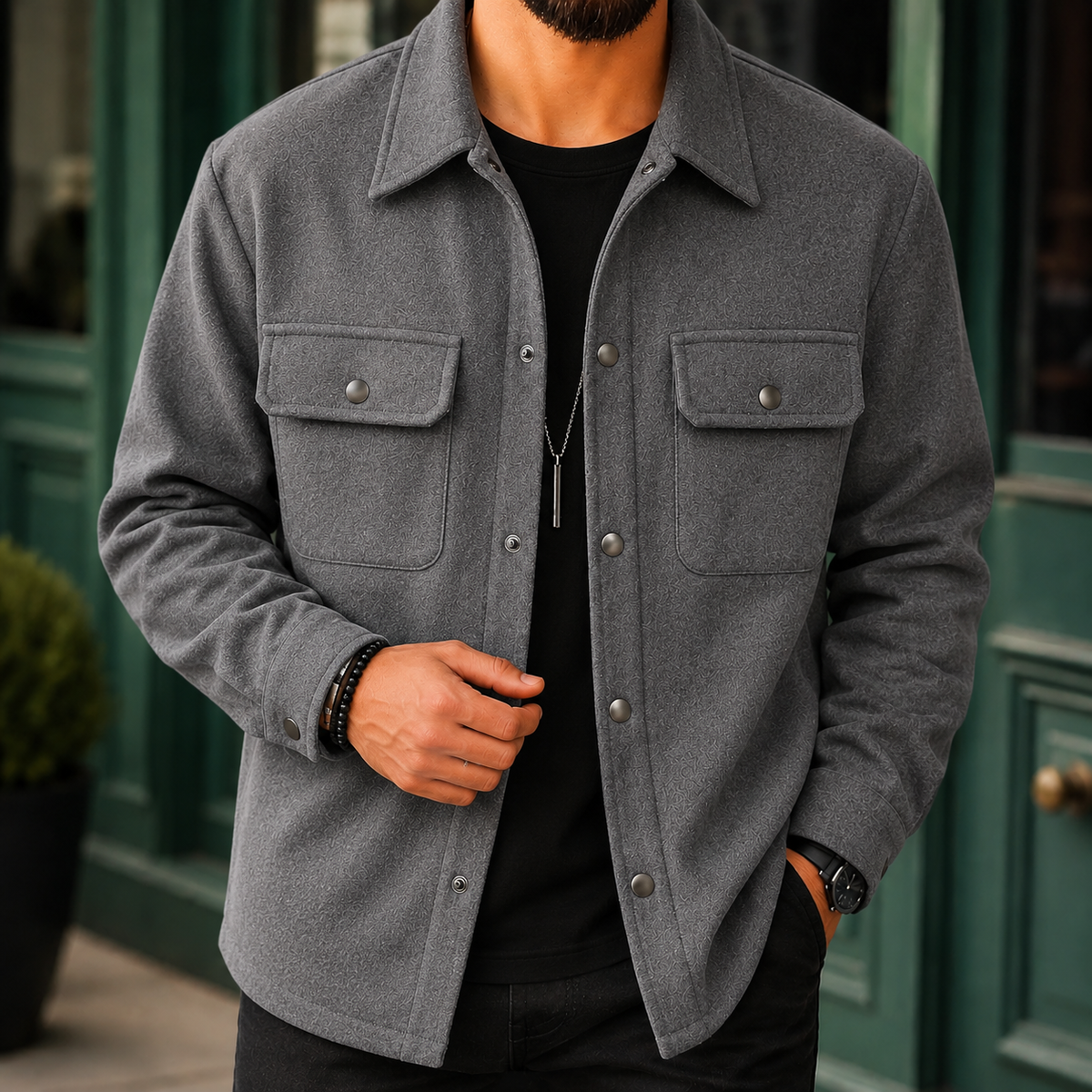 Cooper | Men's Casual Brushed Snap Front Shirt Jacket