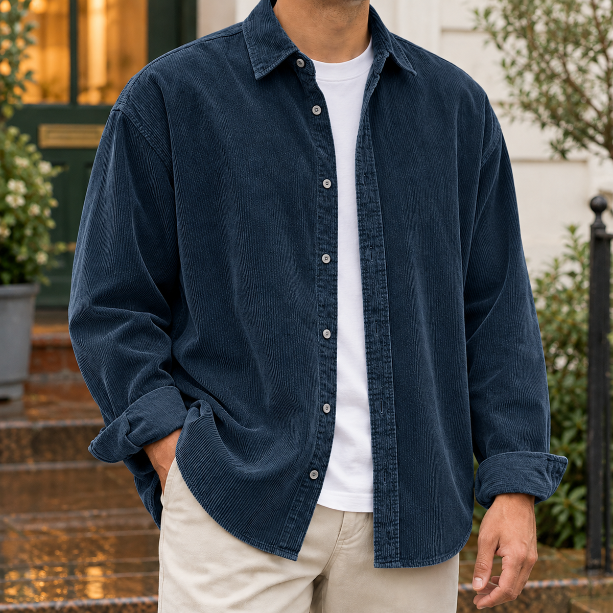 Bruno | Men's Relaxed Fit Long Sleeve Corduroy Button-Up Overshirt