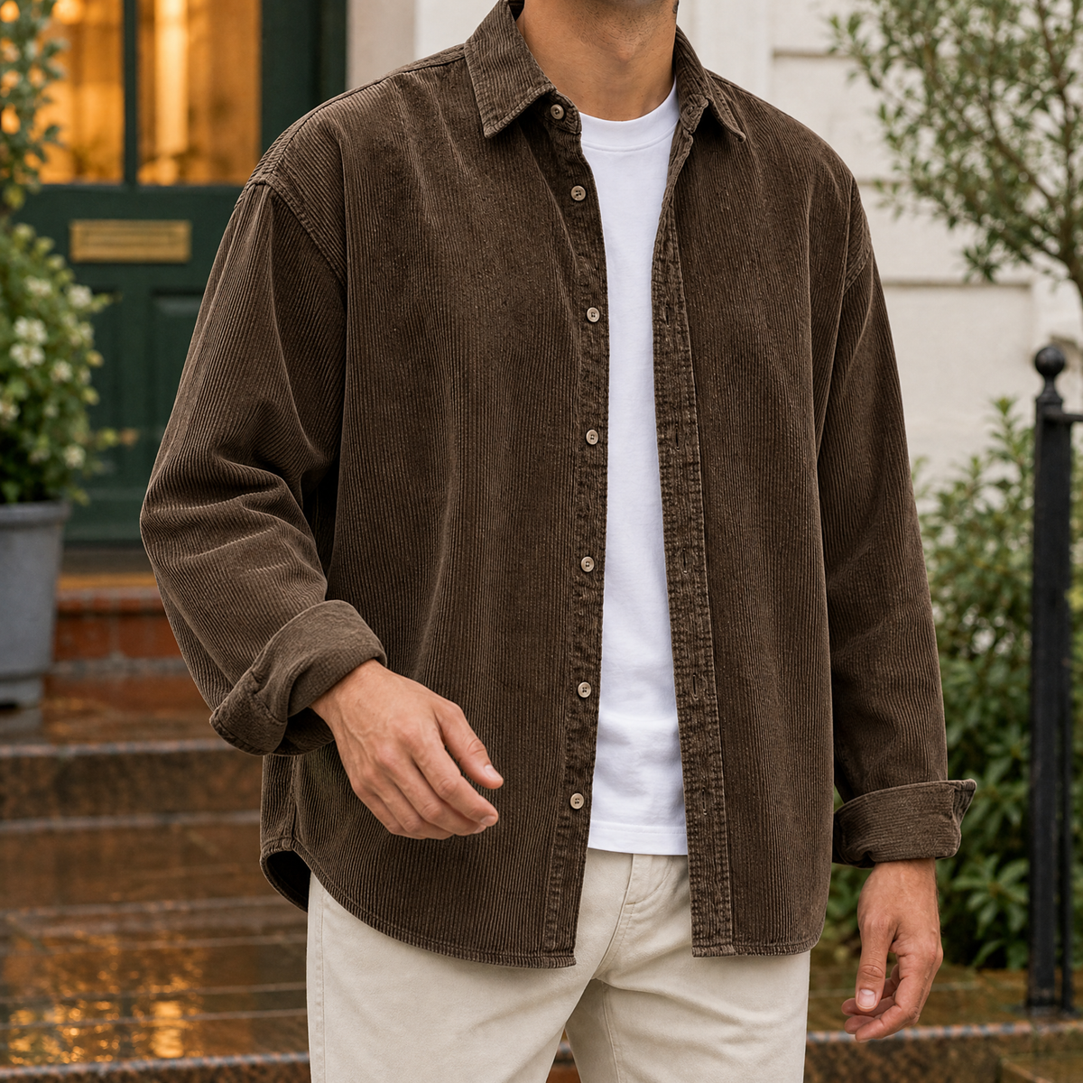 Bruno | Men's Relaxed Fit Long Sleeve Corduroy Button-Up Overshirt