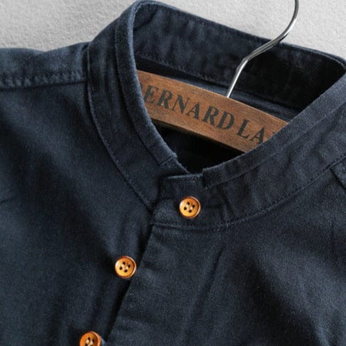Hiroshi | Men's Japanese-Style Band Collar Roll-Tab Sleeve Button Down Shirt
