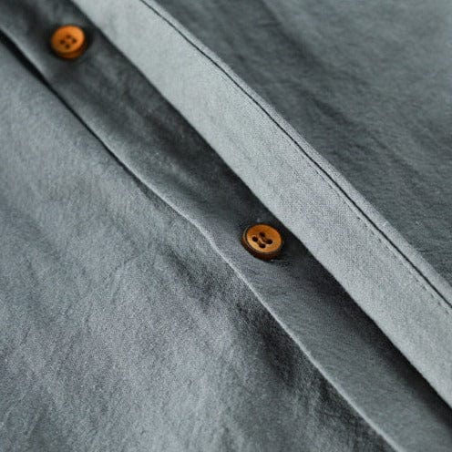 Hiroshi | Men's Japanese-Style Band Collar Roll-Tab Sleeve Button Down Shirt