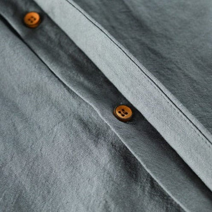 Hiroshi | Men's Japanese-Style Band Collar Roll-Tab Sleeve Button Down Shirt