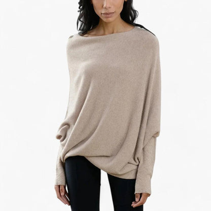 Maren | Women's Oversized Off-the-Shoulder Long Sleeve Knit Pullover Sweater