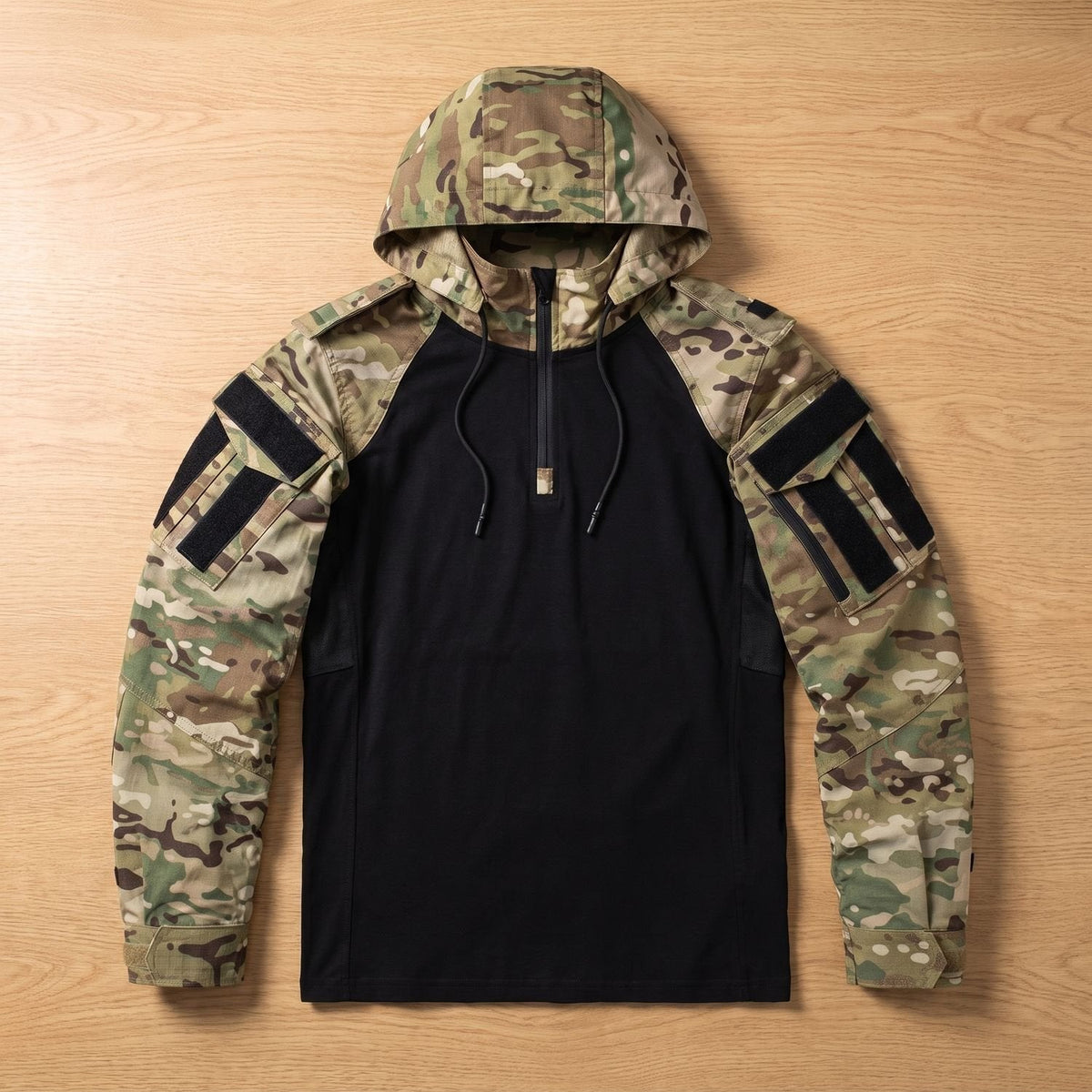 Davis | Men's Military Tactical Hooded Quarter-Zip Raglan Jacket