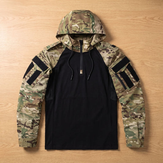 Davis | Men's Military Tactical Hooded Quarter-Zip Raglan Jacket