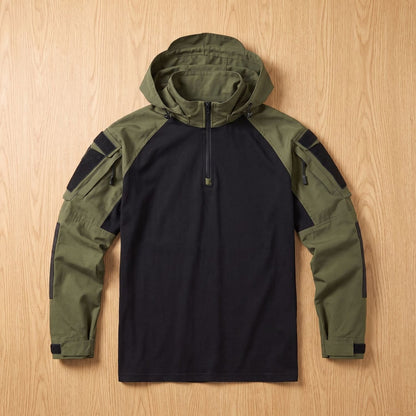 Davis | Men's Military Tactical Hooded Quarter-Zip Raglan Jacket