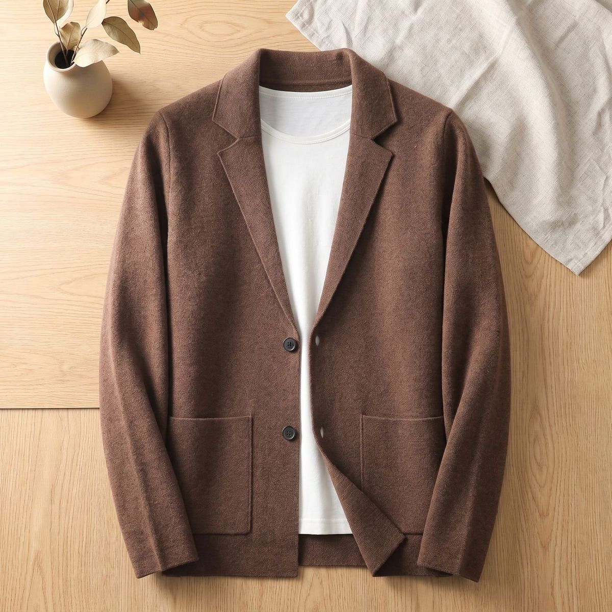 Donovan | Men's Blazer-Style Notched Lapel Knit Cardigan Sweater