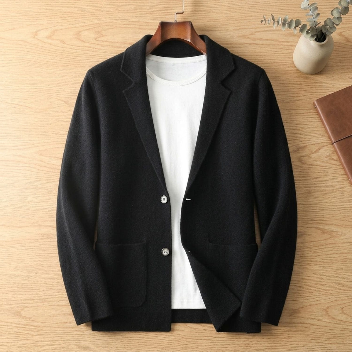 Donovan | Men's Blazer-Style Notched Lapel Knit Cardigan Sweater