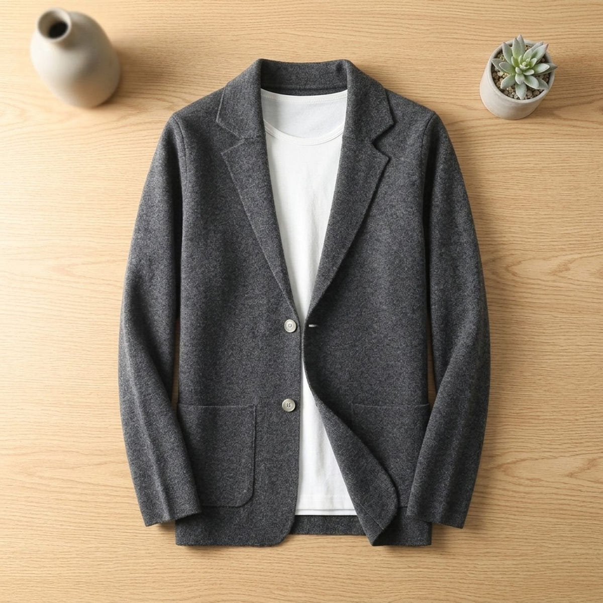 Donovan | Men's Blazer-Style Notched Lapel Knit Cardigan Sweater