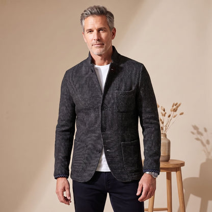Draven | Men's Slim Fit Stand Collar Knit Button Up Cardigan Blazer