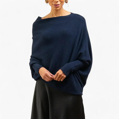 Maren | Women's Oversized Off-the-Shoulder Long Sleeve Knit Pullover Sweater