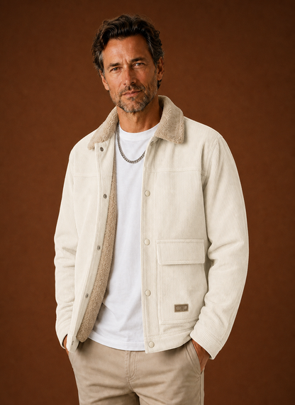Thorne | Men's Sherpa Collar Snap Front Corduroy Fall Jacket