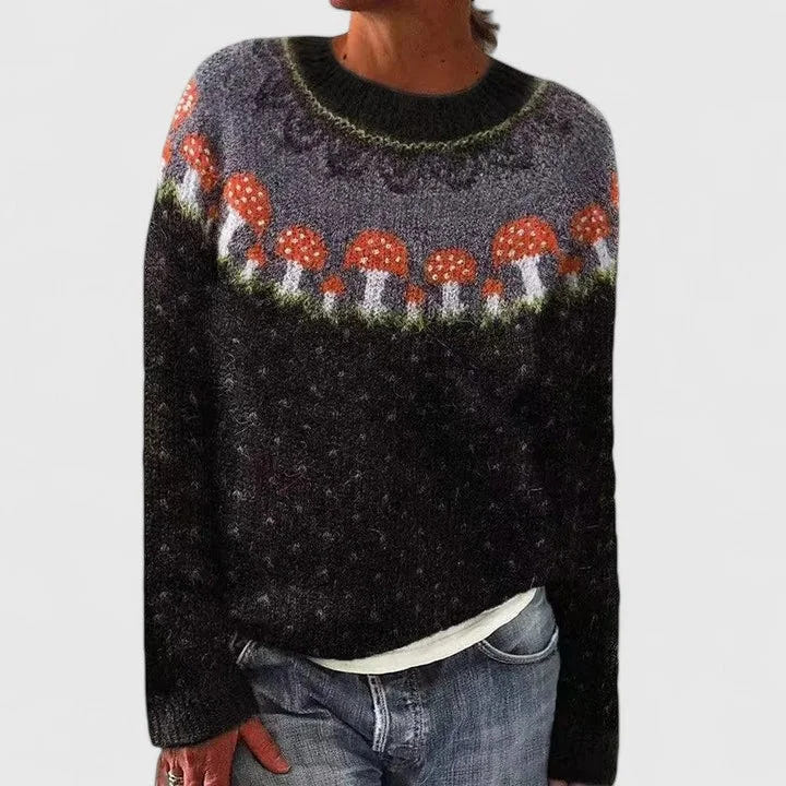 Erin | Women's Fair Isle Crew Neck Long Sleeve Knit Pullover Sweater