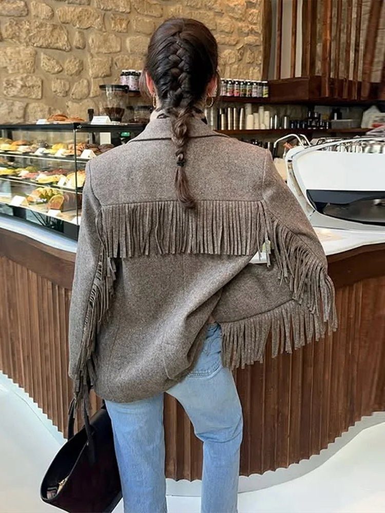 Marisol | Women's Western Fringe Oversized Fall Layering Blazer