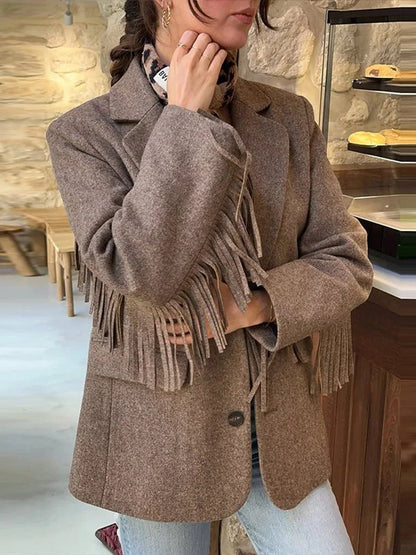 Marisol | Women's Western Fringe Oversized Fall Layering Blazer