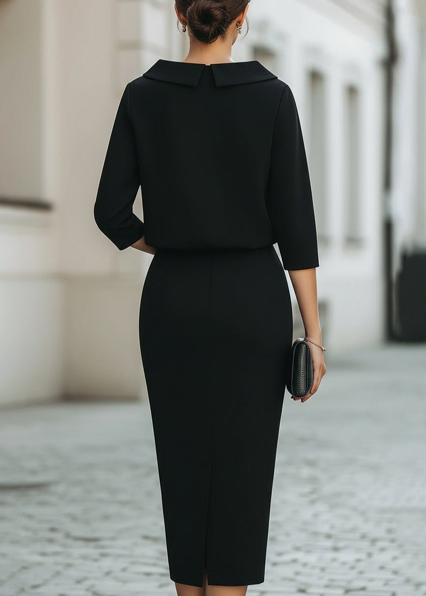 Margaux | Women's Formal Co-Ord Crepe Pencil Midi Skirt and Boat Neck 3/4 Sleeve Top Set