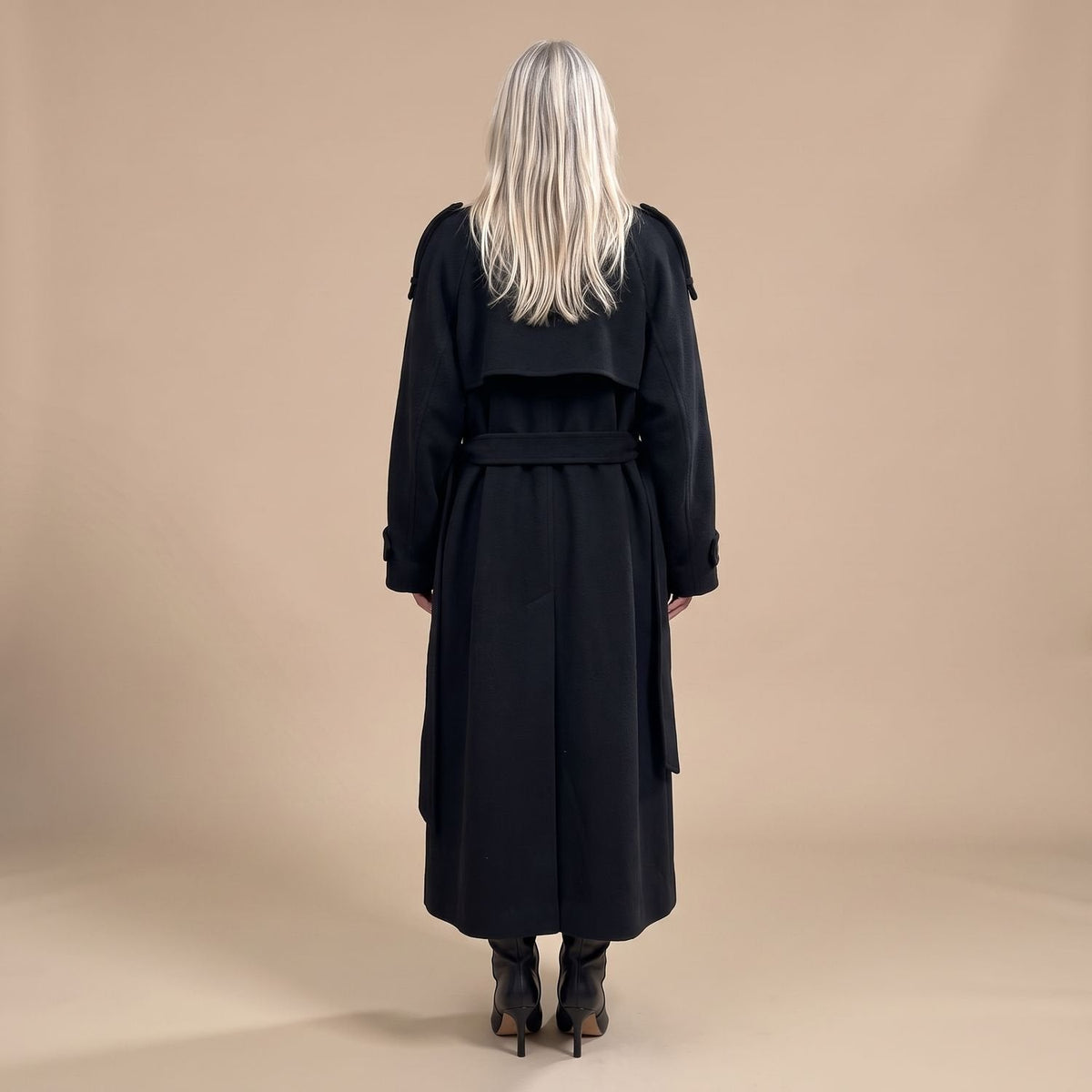 Danielle | Women's Black Oversized Double-Breasted Long Trench Coat