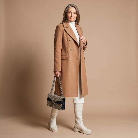 Crystal | Women's Double-Breasted Wool Blend Notch Lapel Winter Coat