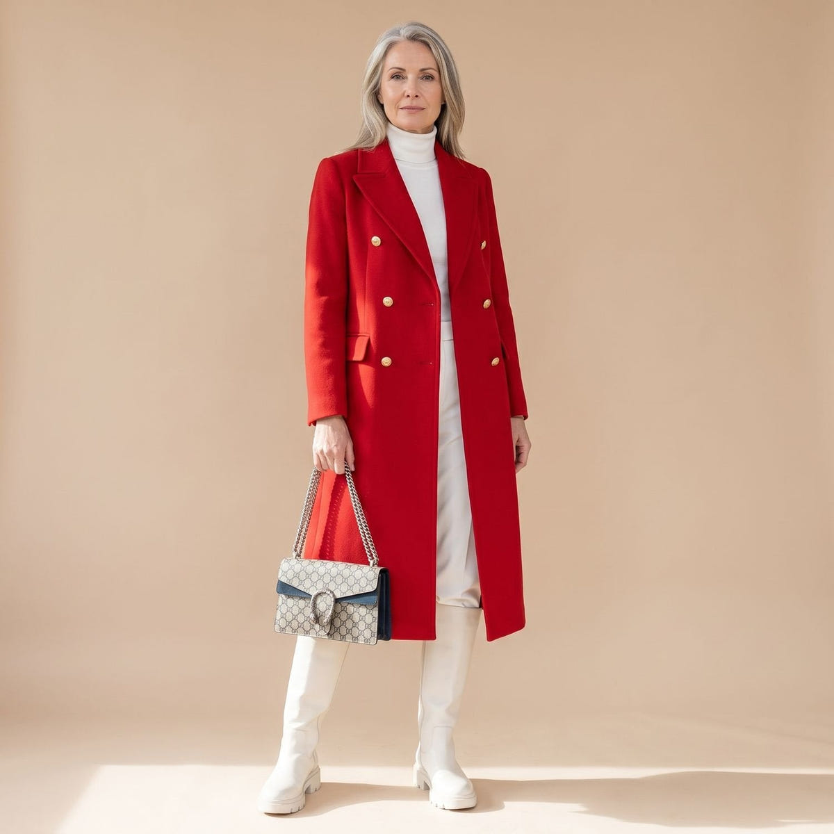 Crystal | Women's Double-Breasted Wool Blend Notch Lapel Winter Coat