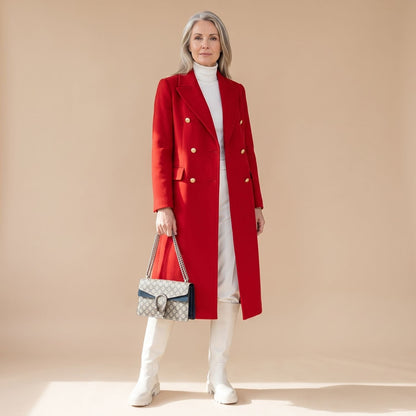 Crystal | Women's Double-Breasted Wool Blend Notch Lapel Winter Coat