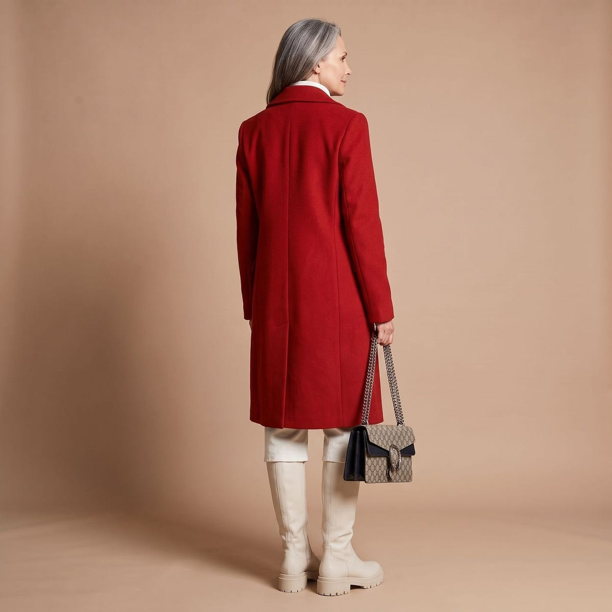 Crystal | Women's Double-Breasted Wool Blend Notch Lapel Winter Coat