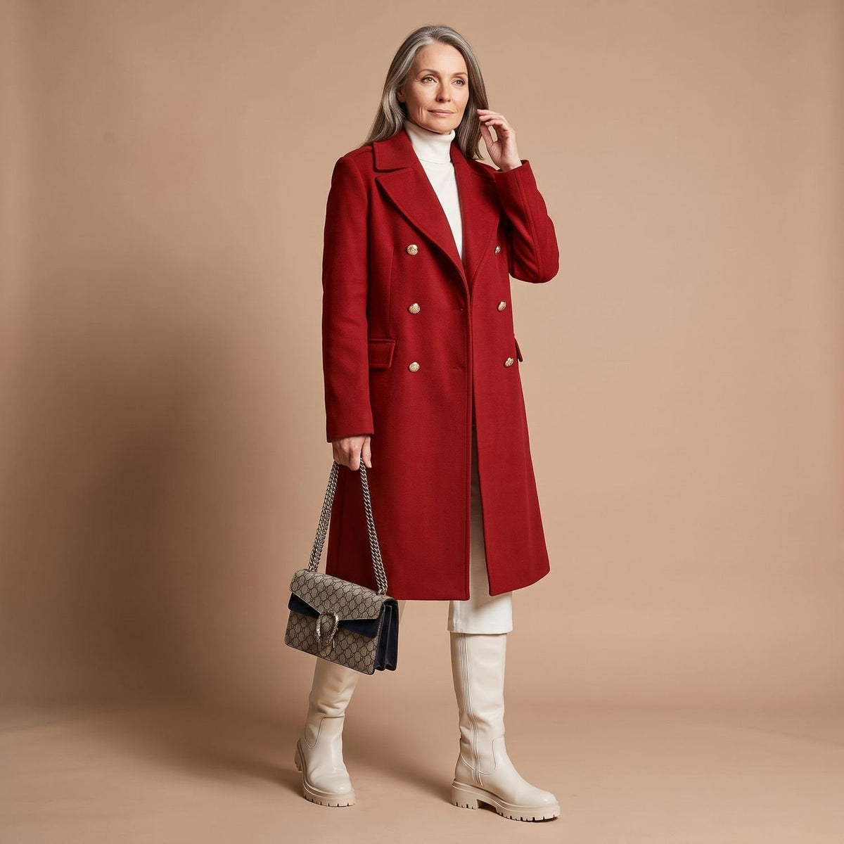Crystal | Women's Double-Breasted Wool Blend Notch Lapel Winter Coat
