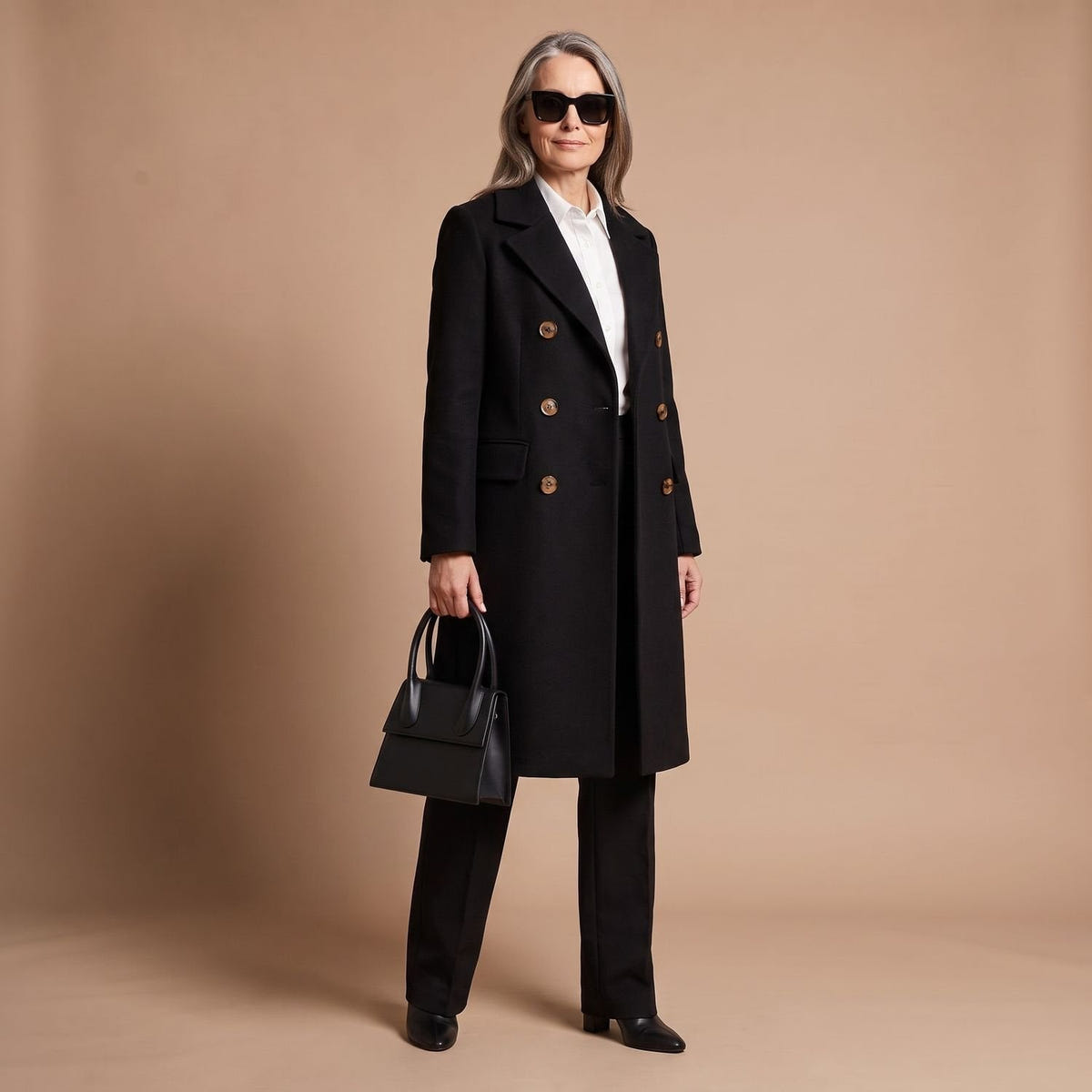 Crystal | Women's Double-Breasted Wool Blend Notch Lapel Winter Coat