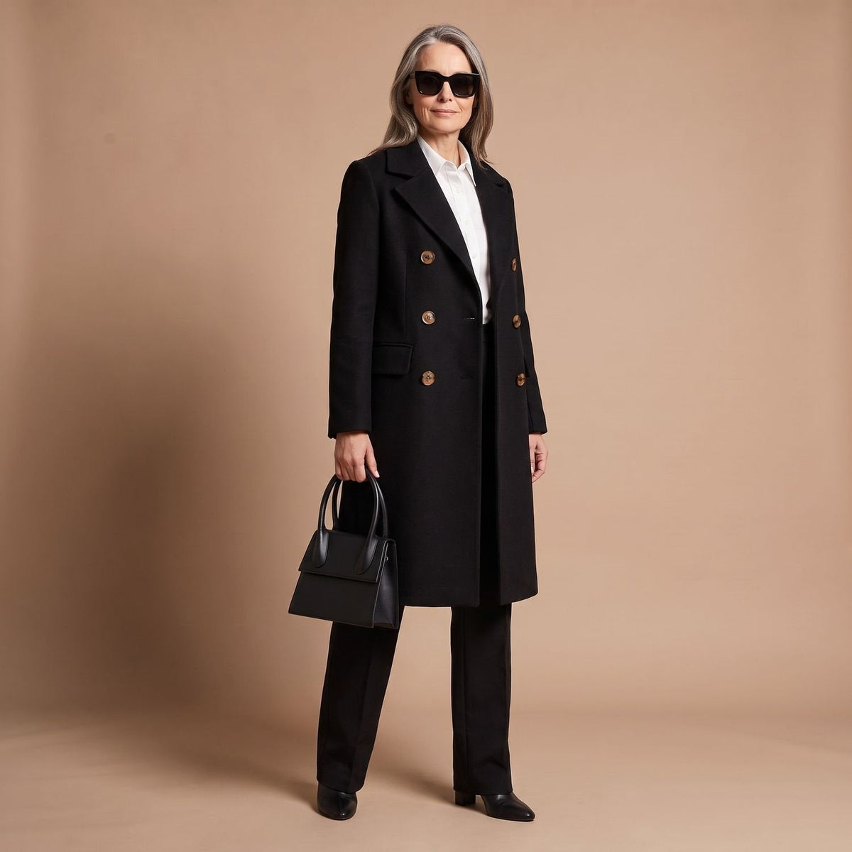 Crystal | Women's Double-Breasted Wool Blend Notch Lapel Winter Coat