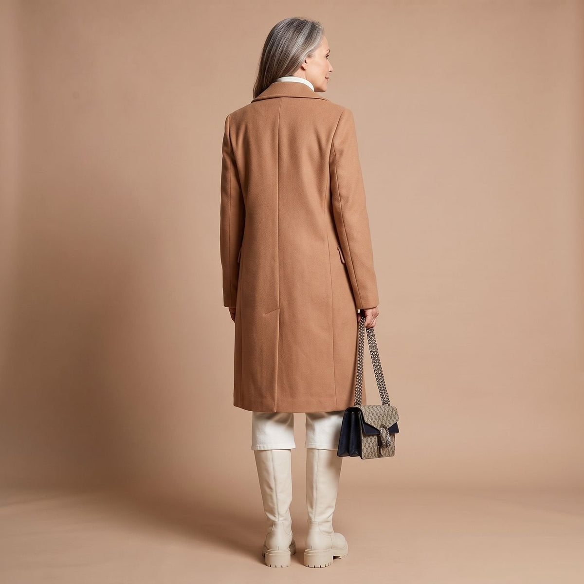 Crystal | Women's Double-Breasted Wool Blend Notch Lapel Winter Coat