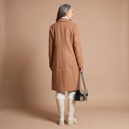 Crystal | Women's Double-Breasted Wool Blend Notch Lapel Winter Coat