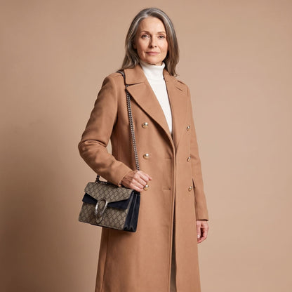 Crystal | Women's Double-Breasted Wool Blend Notch Lapel Winter Coat