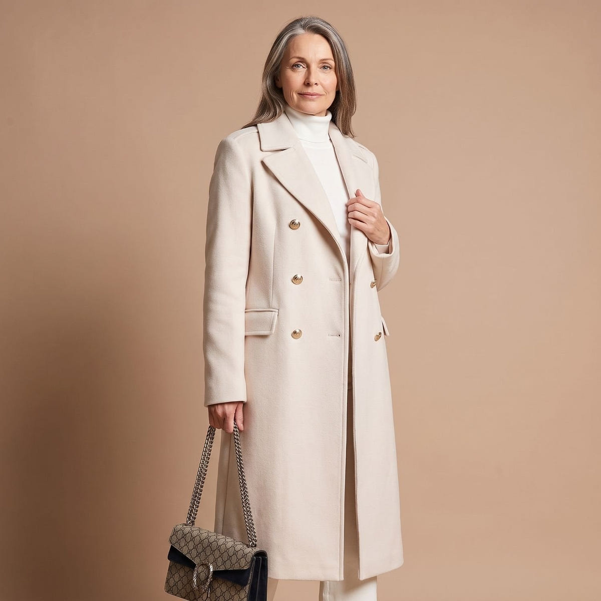 Crystal | Women's Double-Breasted Wool Blend Notch Lapel Winter Coat