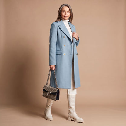 Crystal | Women's Double-Breasted Wool Blend Notch Lapel Winter Coat