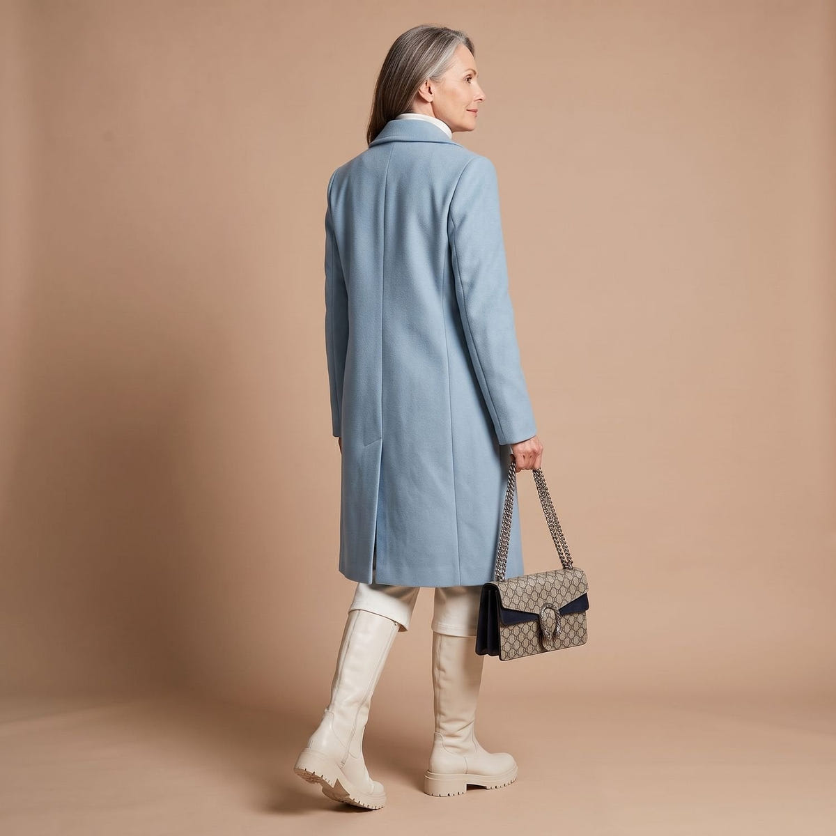 Crystal | Women's Double-Breasted Wool Blend Notch Lapel Winter Coat