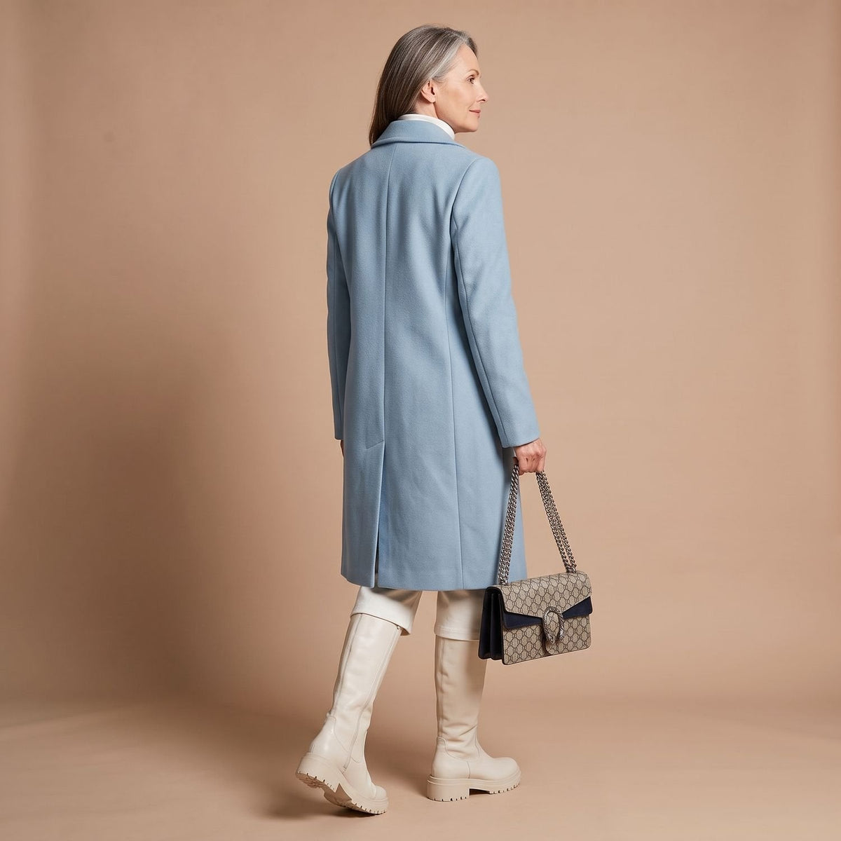 Crystal | Women's Double-Breasted Wool Blend Notch Lapel Winter Coat